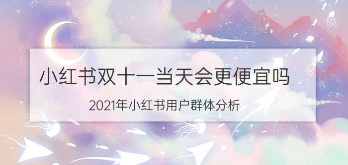 小红书双十一当天会更便宜吗 2021年小红书用户群体分析？